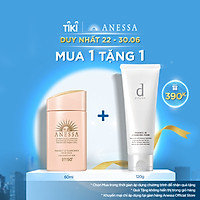 Sữa chống nắng dịu nhẹ cho da nhạy cảm và trẻ em Anessa SPF 50+ PA++++ 60ml tặng Sữa rửa mặt tạo bọt dưỡng da d program 120g