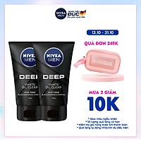 Combo 2 Sữa Rửa Mặt NIVEA MEN DEEP Than Đen Hoạt Tính Hút Nhờn Sáng Da - 84415