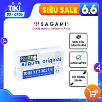 Bao cao su Sagami 002 Blue - Siêu mỏng - Non Latex - Hộp 6 chiếc
