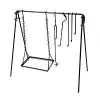 Outdoor Camping Hanging Rack Adjustable BBQ Grilling Tripod Campfire Pot Stand