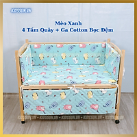 Bộ Quây Cũi 4 Tấm Mút Đệm Trứng + Ga Vải Bọc Đệm Cũi Cho Bé Cùng Màu Hoạ Tiết