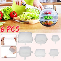 6PCs Silicone Stretch Lids Universal Lid Silicone Bowl Pot Lid Silicone Cover Pan Cooking Food Fresh Cover Microwave Cover
