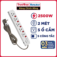 Ổ Cắm Điện Đa Năng Huntkey PZC504 5 Cổng, 5 Công Tắc Chống Sét - Hàng Chính Hãng