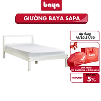 Giường Ngủ Đơn BAYA SAPA Kích Thước L194xW97xH30 Vừa Vặn, Làm Từ Gỗ Keo Có Độ Bền Cao Thiết Kế Mộc Mạc Đơn Giản Với Gam Màu Trắng, Tối Ưu Cho Không Gian Nhỏ 7100038