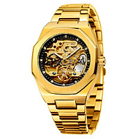 FORSINING Men's Automatic Mechanical Watch with Stainless Steel Strap Hollow-out Design Luminous Display Wristwatch