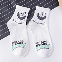 Vớ Cao Cổ Gấu We're Bare Bear Tất Nữ Cổ Cao Nhật Bản Cao Cấp Cotton Hoạ Tiêt Vớ Nữ Trơn Hàn Quốc Cổ Cao Ulzzang