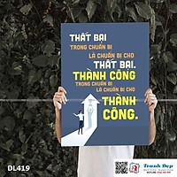 Tranh động lực trang trí phòng làm việc - Thất bại trong chuẩn bị là chuẩn bị cho thất bại. Thành công trong chuẩn bị là chuẩn bị cho thành công - DL419