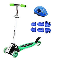 Combo Xe Trượt Scooter Trẻ Em 3 Bánh Tự Cân Bằng + Bộ Bảo Hộ Chân Tay Mũ Bảo Hiểm