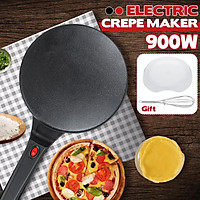 8 inch 900W 220V Non-stick Electric Crepe Pizza Maker Pancake Non-stick Griddle Baking Pan Cake Machine Kitchen Cooking Tools Crepe bowl+ egg blender