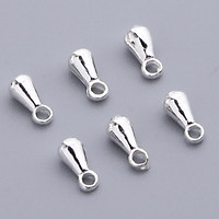 6x 925 Sterling Silver Water Drop Chain End Bead Charm Pendant Findings Mini