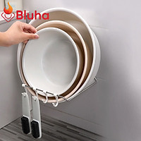 Giá Treo Rổ Rá, Thau Chậu và Dụng Cụ Bếp Dán Tường Không Khoan Đục Kèm 4 Móc Treo Đồ Tiện Lợi