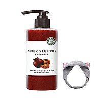 Sữa Rửa Mặt Sủi Bọt Khí "3 in 1" Tẩy Trang - Rửa Mặt - Thải Độc Tố Wonder Bath Super Vegitoks Cleanser 300ml (Màu đỏ) + Tặng kèm 1 băng đô tai mèo xinh xắn ( màu ngẫu nhiên)