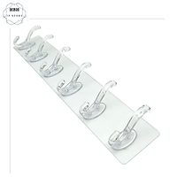 Thanh 6 móc treo đồ dán tường siêu dính chịu lực đa năng trong suốt