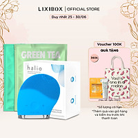 Combo Máy Rửa Mặt Và Mát Xa Da Mặt Halio, 2 Mặt nạ Lixibox - Aloe và Green Tea