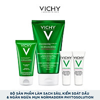 Bộ sản phẩm làm sạch sâu, kiểm soát dầu và ngăn ngừa mụn Vichy Normaderm Phytosolution