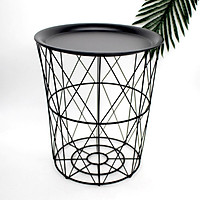 Iron Tea Table Metal Storage Basket Nordic Geometry for Living Room Sofa Organizer