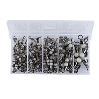 50 Pieces/Box Luminous Beads 3-Way Rolling Barrel T Swivels Fishing Tackles