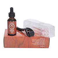 2 Pcs/set Men Beard Growth Kit Beard Roller Beard Oil Facial Hair Growth Serum Moisturizing Men Beard Nourishing