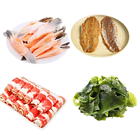 Combo 56: 1kg Vây cá hồi + 500gram Khô cá mối tẩm gia vị đặc biệt +500gram Ba chỉ bò Mỹ cuộn + 300gram Rong biển tươi