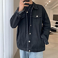 DeremonStyle - Áo khoác jean Nam thời trang cao cấp Đen Trơn phong cách Hàn Quốc mới lạ - Hot trending 2021