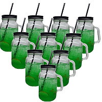 Bộ 10 Ly Thủy Tinh Uống Trà Sữa 630 ml Camdaco (Nắp Thiếc Màu Ngẫu Nhiên)