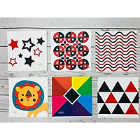 Bộ 6 thẻ KÍCH THÍCH THỊ GIÁC - Decal dán tường cho bé sơ sinh - Mẫu Đen Trắng - Màu Sắc Kích Thích Thị Giác Phát Triển