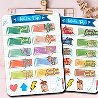 Sticker Nhãn Vở Môn Học Phân Trang Môn Học, chống nước - Tặng sticker Cung Hoàng Đạo