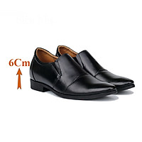 Giày Cao Nam T&TRA Tăng Cao 6Cm- T06 Đen - Chất Liệu Da Bò Cao Cấp, Đế Cao Su Đúc, Phần Tăng Cao Ẩn Bên Trong