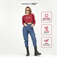 Áo thun croptop tay dài thêu chữ cá tính GUMAC ATB565