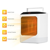 Máy sưởi điện di động hẹn giờ 2 tốc độ 7 màu ánh sáng, đèn LED ban đêm