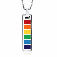 2X Rectangle Transgender Transexual LGBT Gay Pride Rainbow Long Chain Necklace