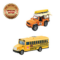 Đồ Chơi VECTO Combo Xe Buýt Đi Học Và Xe Jeep Chở Thuyền CB-VT950A-VT28P