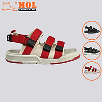 Giày sandal unisex nam nữ 3 quai ngang vải dù có quai hậu tháo rời hiệu MOL mang đi học du lịch MS1802R