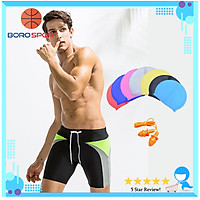 Quần bơi nam Boxer YESURE DEENYT Chất liệu Superfine polyester cao cấp , chống thấm , nhanh khô form Fitness thời trang (Tặng kèm nón bơi + bịt tai silicon) - Hàng Chính Hãng