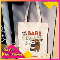 Túi vải bố tote canvas 3 chú gấu We Bare Bears 1 dây đeo vai