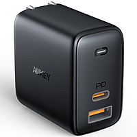 Cốc Sạc Nhanh Aukey PA-B3 2 cổng Type C - USB/A Power Delivery 65W - Hàng Chính Hãng