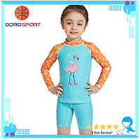 Bộ đồ bơi bé gái chống tia UV lên tới UPF 50++ , form dài tay chất vải co giãn 4 chiều cao cấp , cho bé gái cao 95 cm - 135 cm - Tặng kèm nón bơi vải