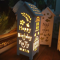 Quà tặng sinh nhật ý nghĩa - Đèn ngủ HANDMADE khắc chữ Happy birtday - Đèn hình ngôi nhà