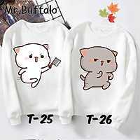 Áo nỉ đôi sweater nam nữ thu đông hình mèo Mochi cực đáng yêu