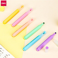 Deli 6pcs/set Highlighter Pen DIY Emphasizing Marking Fluorescence Marker Pen Journaling School Office Highlighters Note Conference Meeting Recorder Pen Daily Study Stationery