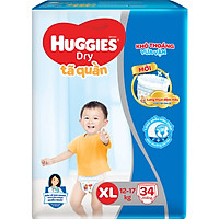 Tã Quần Huggies Dry Pants Jumbo XL34 (12 - 17Kg) - Gói 34 Miếng