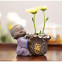 NGẪU NHIÊN Chậu phong thủy trồng cây hình chú Tiểu hút tài lộc phúc đức cho gia chủ. N