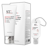 ST Beauty - Sữa Rửa Mặt: Làm Sạch Da Chuyên Sâu & Thông Thoáng Lỗ Chân Lông – Trắng Đều Màu & Cân Bằng Độ Ẩm cho Da - ST Beauty Extreme DEEP Foam Cleanse – Made in Korea - Tặng 1 Gel Rửa Tay Khô Móc Khóa 30ml