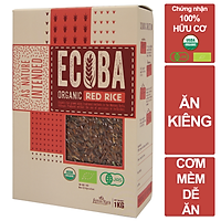 Gạo lứt đỏ hữu cơ cao cấp - ECOBA Huyết Rồng 1kg - Cơm mềm dễ ăn - Gạo lứt ăn kiêng