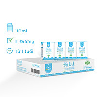 Sữa Tươi Đà Lạt True Milk Ít Đường Hộp 110ml (Thùng 48 Hộp)