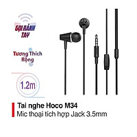 Tai nghe nhét tai Hoco dây tròn M34 dài 1.2M cho mọi thiết bị ( 2 màu ) - Hàng chính hãng