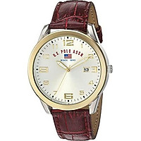 U.S. Polo Assn. Classic Men's US5150 Two-Tone Watch with Embossed Faux-Leather Band