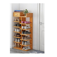 Kệ gỗ ghép để giày dép 14 tầng chắc chắn giá rẻ - Kệ giày cây gỗ MDF 2 mảnh chắn phía sau