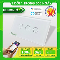 Công tắc thông minh Smart Home 3 nút tích hợp ổ hỗ trợ Google Assistant . Công tắc cảm ứng WIFI kính cường lực- Công tắc điện 2 màu đen trắng | Hàng Việt Nam Chất Lượng Cao
