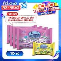 Combo 4 + 1 Gói Khăn ướt lau sàn kháng khuẩn tiện dụng IHomeDa - Hương Cam chanh Kháng Khuẩn - Hương Hoa Thơm Ngát ( 10 miếng ) - Combo 4 + 1 iHomeda anti bacteria floor and kitchen wet wipes - Orange Lime Scent ( 10 sheets per package)